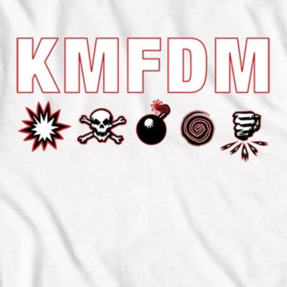 Official KMFDM Symbols Mens White Shirt XXL Nine Inch Nails Marilyn Manson RARE